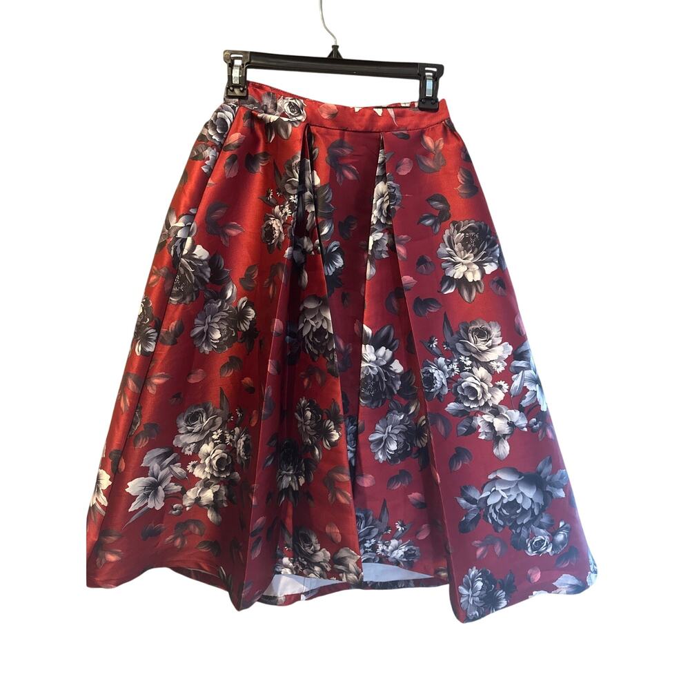 ⭐️ Women’s Jealous Tomatoes Red Taffeta Midi Skirt. Size Medium Wedding Guest